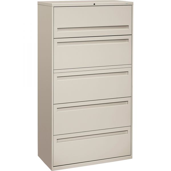 HON785LQ HON 700 Series Five-Drawer Lateral File w/Roll-Out & Posting Shelf, Letter/Legal/A4, 36w, Light Gray