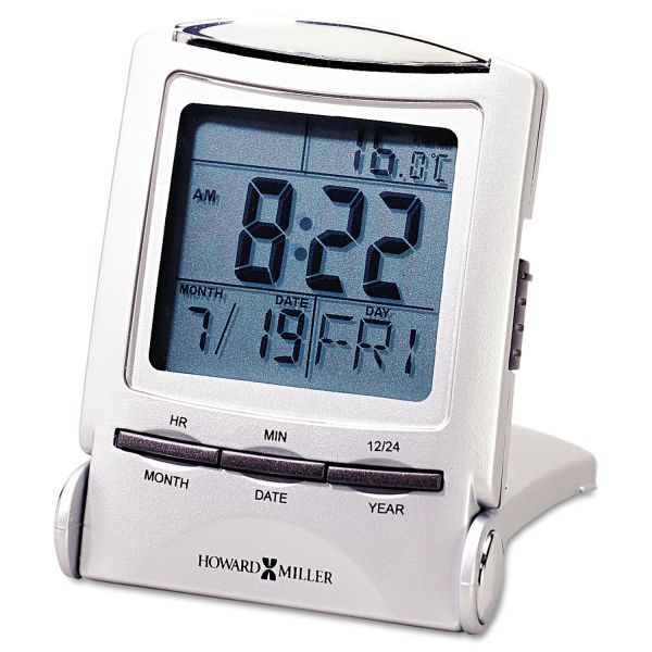 MIL645358 Howard Miller Distant Time Traveler Alarm Clock, 2-1/4", Silver, 1 AAA (incl)
