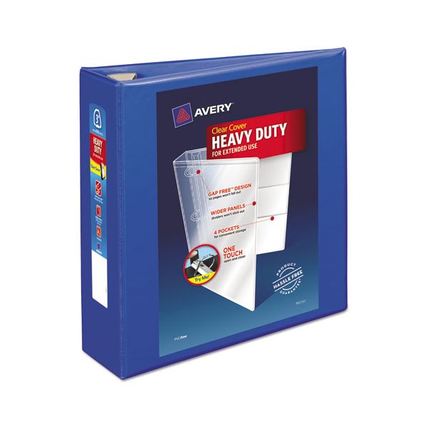 AVE79811 Avery Heavy-Duty 3-Ring View Binder w/Locking EZD Rings, 3" Capacity, Pacific Blue