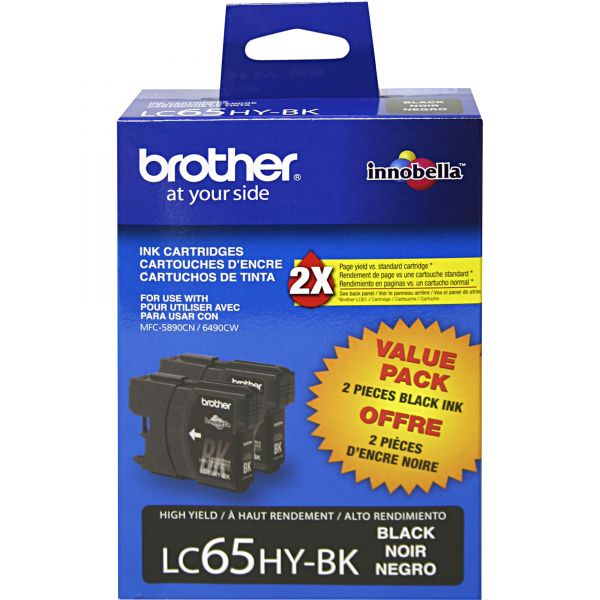 SYNX2480127 Brother LC65HYBK Black High Yield Ink Cartridges