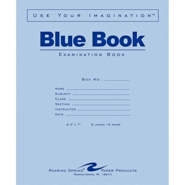 ROA77512EA Roaring Spring Blue Book 8-sheet Exam Booklet