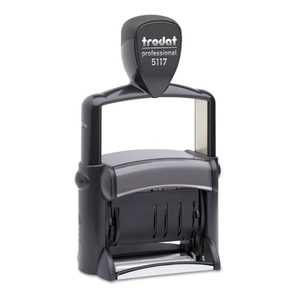 USST5117 Trodat Trodat Professional 12-Message Stamp, Dater, Self-Inking, 2 1/4 x 3/8, Black