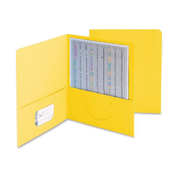 SMD87862 Smead Two-Pocket Folder, 50-Sheet Capacity, Yellow, 25/Box