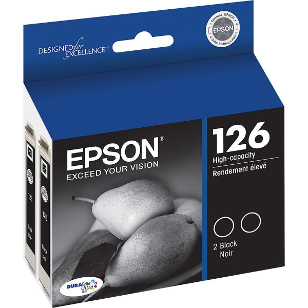 EPST126120D2 Epson 126 Black High-Capacity Ink Cartridges (T126120-D2)