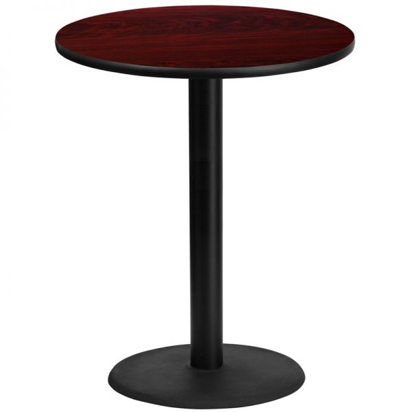 FHFXURD36MAHTBTR24BGG Flash Furniture 36'' Round Mahogany Laminate Table Top with 24'' Round Bar Height Table Base