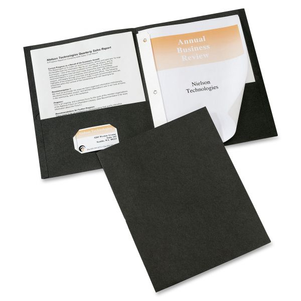 AVE47978 Avery Two-Pocket Folder with Prong Fasteners, 50-Sheet Capacity, Black, 25/Box