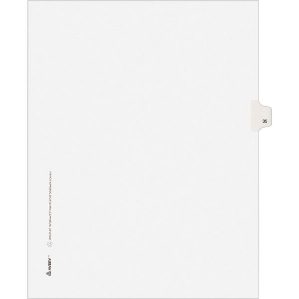 AVE01035 Avery-Style Legal Exhibit Side Tab Divider, Title: 35, Letter, White, 25/Pack