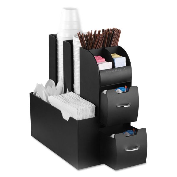 EMSCAD01BLK Mind Reader Coffee Condiment Caddy Organizer, 5 2/5 x 11 x 12 3/5, Black