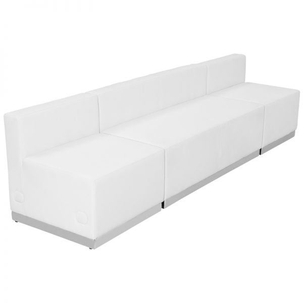 FHFZB803680SETWHGG Flash Furniture HERCULES Alon Series Melrose White Leather Reception Configuration, 3 Pieces