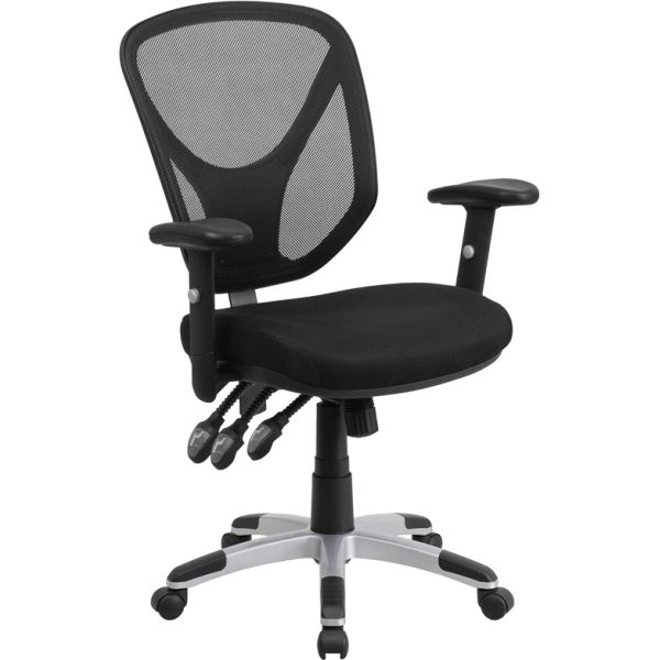 FHFGOWY89GG Flash Furniture Mid-Back Mesh Task Chair with Triple Paddle Control and Height Adjustable Arms