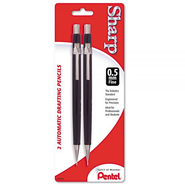 PENP205BP2K6 Pentel Sharp Mechanical Drafting Pencil, 0.5 mm, Black Barrel, 2/Pack