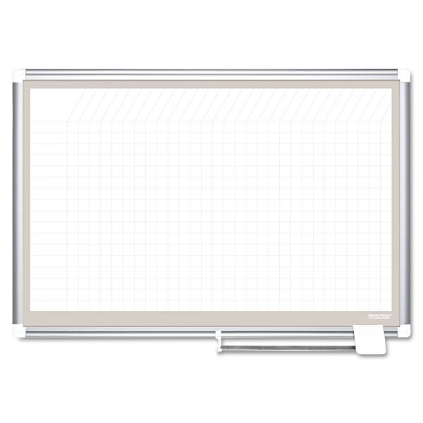 BVCCR0632830A MasterVision All Purpose Porcelain Dry Erase Planning Board, 1 x 1 Grid, 36 x 24, Aluminum
