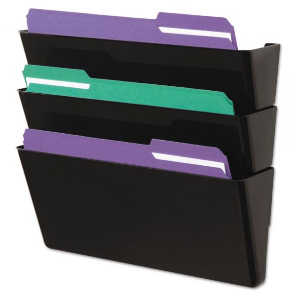 UNV08121 Universal Recycled Wall File, Three Pocket, Plastic, Black