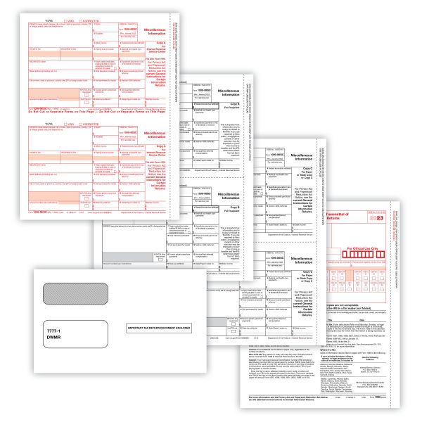 ComplyRight 1099-MISC Tax Forms Set, 5-Part, 2-Up, Copies A/B/C, Laser ...