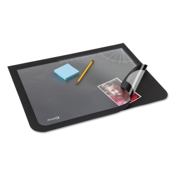 AOP41700S Artistic Lift-Top Pad Desktop Organizer with Clear Overlay, 22 x 17, Black