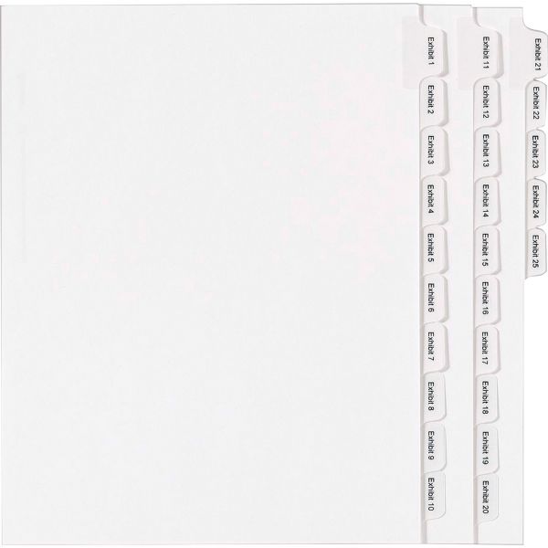 AVE82106 Avery Allstate-Style Legal Exhibit Side Tab Dividers, 25-Tab, 1-25, Letter, White