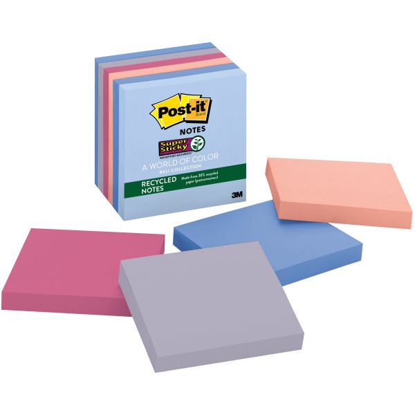 MMM6546SSNRP Post-it 3" x 3" Super Sticky Recycled Notes