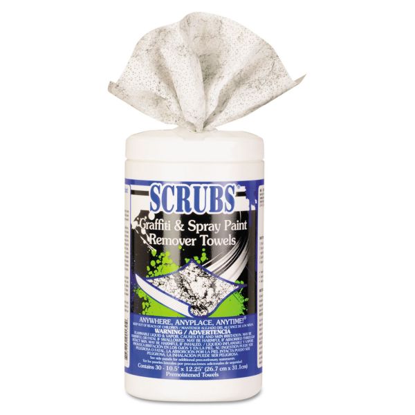 ITW90130CT SCRUBS Graffiti & Paint Remover Towels, 10 x 12, 30/Can, 6 Cans/Case