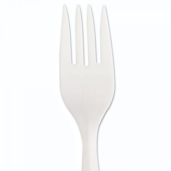 DXEFMP23C Dixie Mediumweight Polypropylene Cutlery, Forks, White, Ind. Wrapped, 1000/Carton