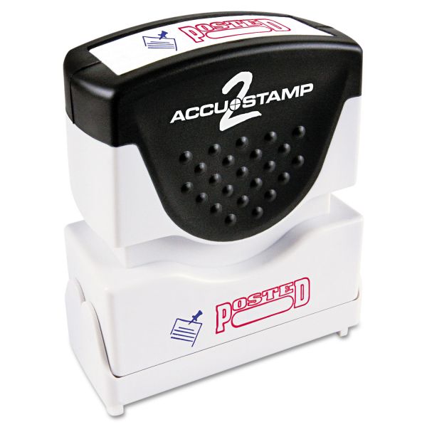 COS035521 ACCUSTAMP2 Pre-Inked Shutter Stamp, Red/Blue, POSTED, 1 5/8 x 1/2