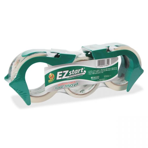 DUC1079097 Duck EZ Start Premium Packaging Tape, 2 60yd Rolls, Bonus 30yd Roll, Clear, 3/Pack