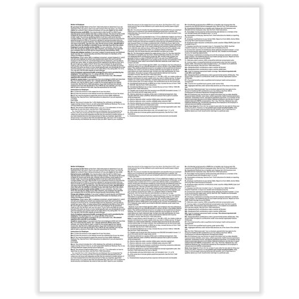 ComplyRight W-2 Tax Forms, Blank Face With Backer Instructions, 2-Up ...