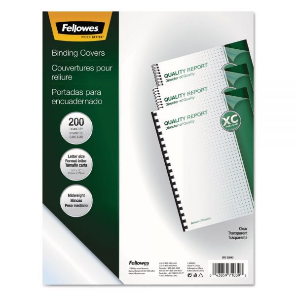 FEL5204303 Fellowes Crystals Presentation Covers with Square Corners, 11 x 8 1/2, Clear, 200/Pack