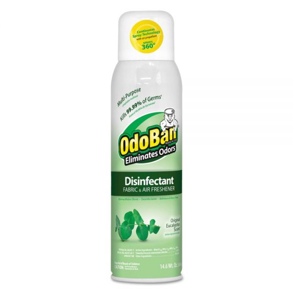 ODO91000114AEA OdoBan Disinfectant/Fabric & Air Freshener 360 Spray, Eucalyptus, 14 oz Can