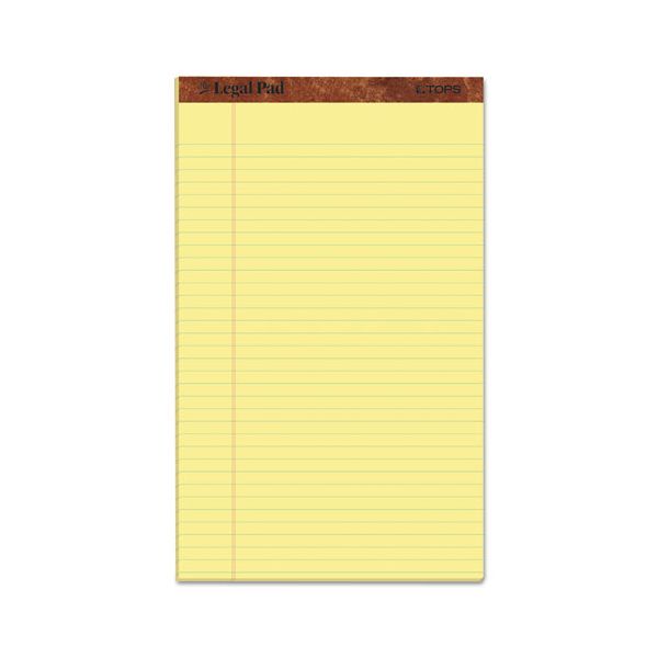 TOP7572 TOPS The Legal Pad Ruled Perf Pad, Legal/Wide, 8 1/2 x 14, Canary, 50 Sheets, Dozen