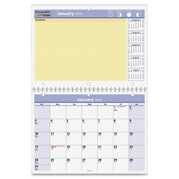 AAGPM5028 AT-A-GLANCE QuickNotes Desk/Wall Calendar, 11 x 8, 2019