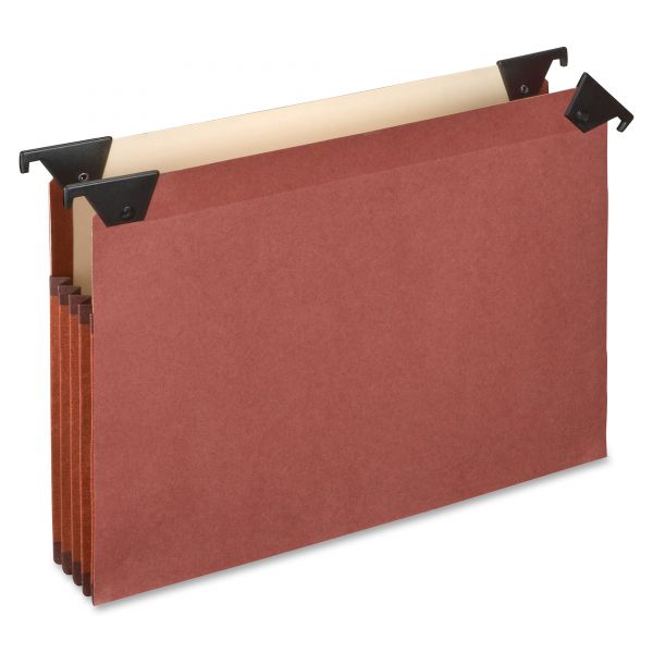 PFX45432 Pendaflex 3 1/2" Hanging File Pockets with Swing Hooks, 1/3 Tab, Letter, Brown, 5/Box