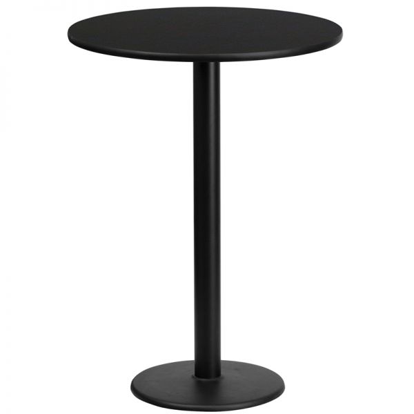 FHFXURD24BLKTBTR18BGG Flash Furniture 24'' Round Black Laminate Table Top with 18'' Round Bar Height Table Base