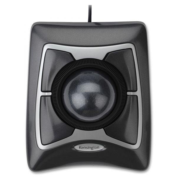KMW64325 Kensington Expert Mouse Wired Trackball, Scroll Ring, Black/Silver