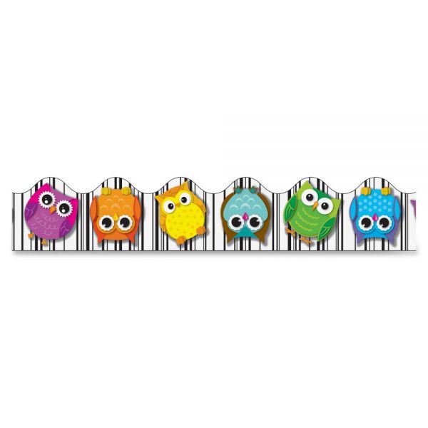 CDP108123 Carson-Dellosa Colorful Owls Scalloped Borders