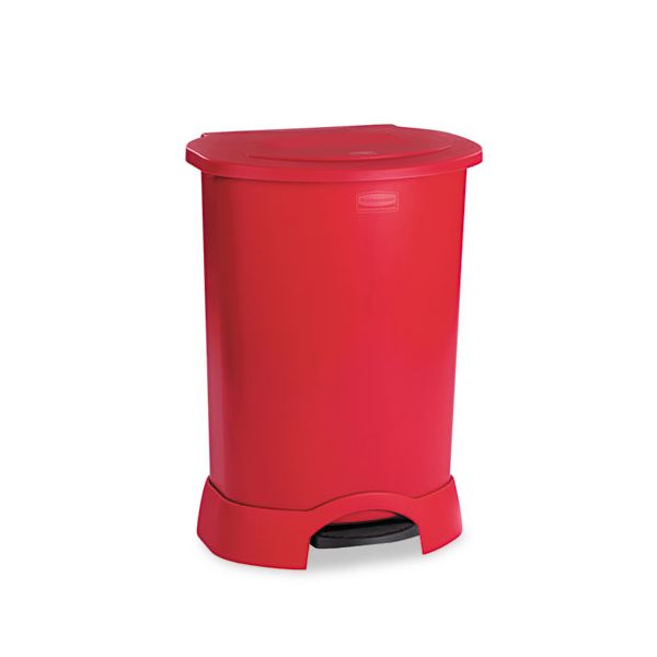 RCP614700RD Rubbermaid Commercial Step-On Container, Oval, Polyethylene, 30gal, Red