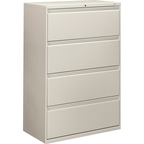 HON884LQ HON Brigade 800 Series 4-Drawer Lateral File Cabinet, Letter/Legal/A4, 36" Wide, Light Gray