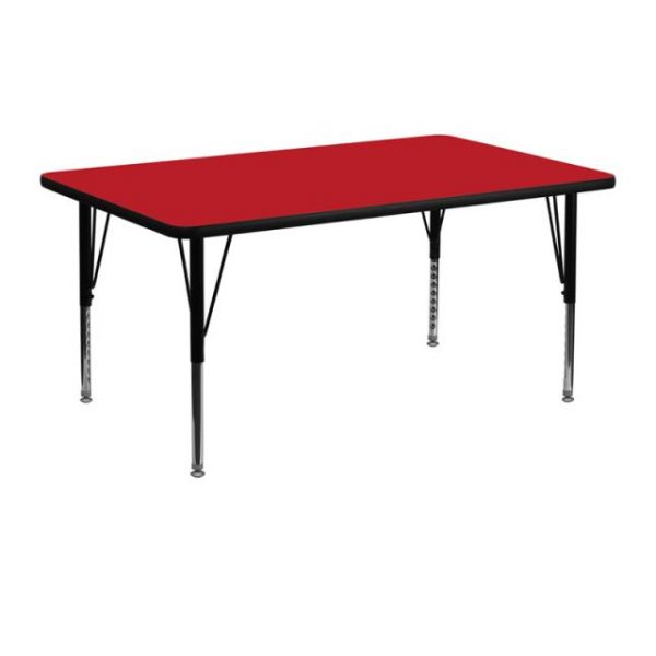 FHFXUA2448RECREDHPGG Flash Furniture Height Adjustable Rectangular Activity Table