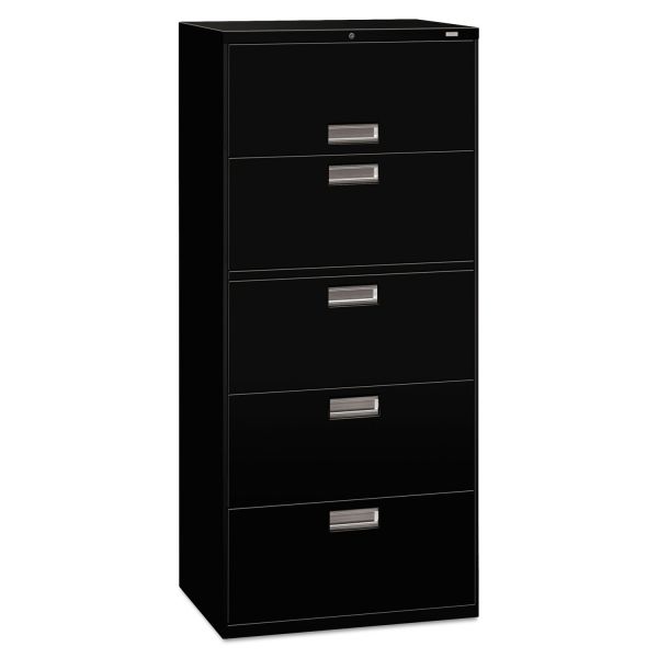 HON675LP HON 600 Series Five-Drawer Lateral File, 30w x 19-1/4d, Black