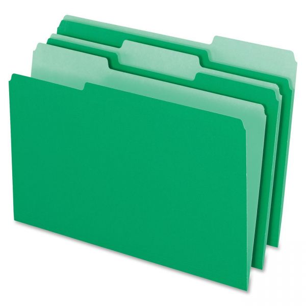 PFX15313BGR Pendaflex Colored File Folders, 1/3 Cut Top Tab, Legal, Green/Light Green, 100/Box