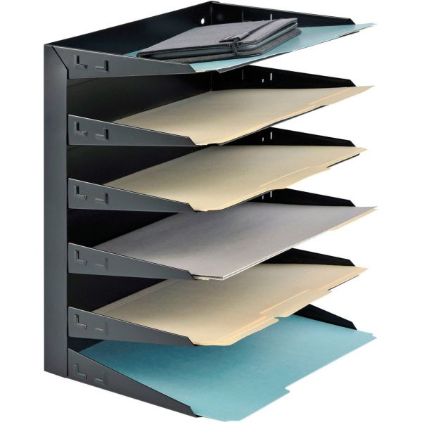 MMF2646HBK SteelMaster Steelmaster Multi-Tier Horizontal Letter Organizers, Six Tier, Steel, Black