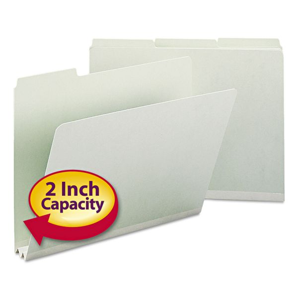 SMD13234 Smead Recycled Folder, Two Inch Expansion, 1/3 Top Tab, Letter, Gray Green, 25/Box
