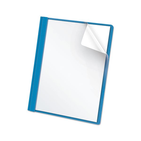 OXF55801 Oxford Clear Front Report Cover, 3 Fasteners, Letter, 1/2" Capacity, Blue, 25/Box