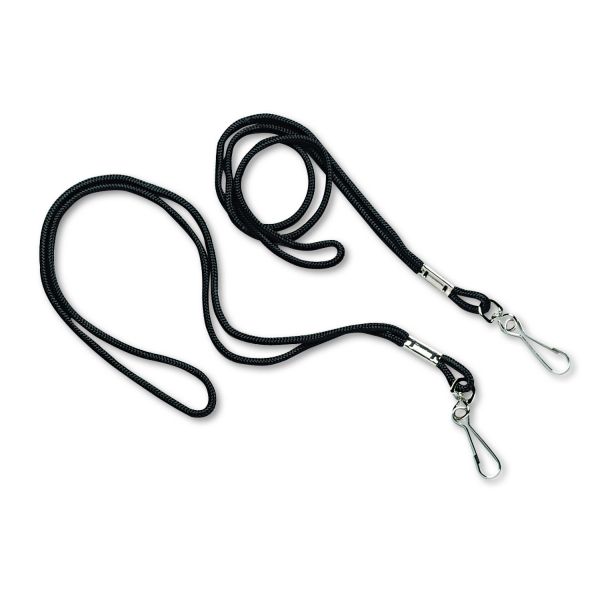 CSI126BLK Champion Sports Lanyard, J-Hook Style, 22" Long, Black, 12/Pack