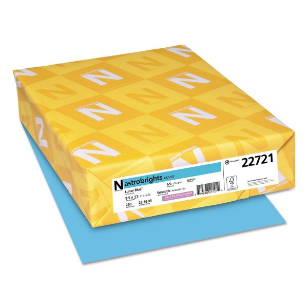WAU22721 Astrobrights Color Cardstock, 65lb, 8 1/2 x 11, Lunar Blue, 250 Sheets