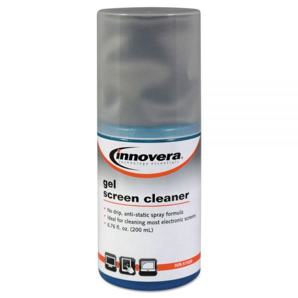 IVR51520 Innovera Anti-Static Gel Screen Cleaner, w/Gray Microfiber Cloth, 4oz Spray Bottle