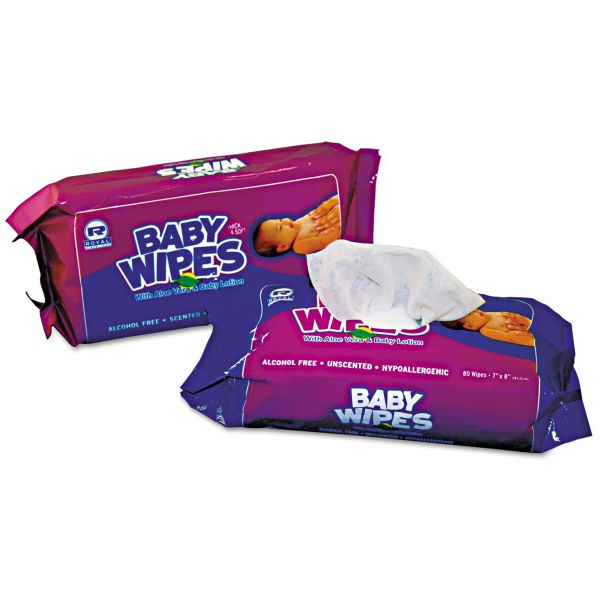 RPPRPBWUR80 Royal Baby Wipes Refill Pack, White, 80/Pack, 12 Packs/Carton