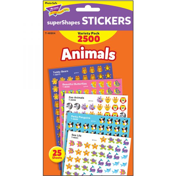 TEP46904 Trend Animals SuperShapes Stickers Variety Pack