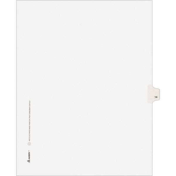 AVE11924 Avery-Style Legal Exhibit Side Tab Divider, Title: 14, Letter, White, 25/Pack