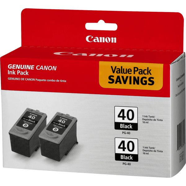 CNMPG40TWINPK Canon PG-40 Black Twin-Pack Ink Cartridges (PG40TWINPK)