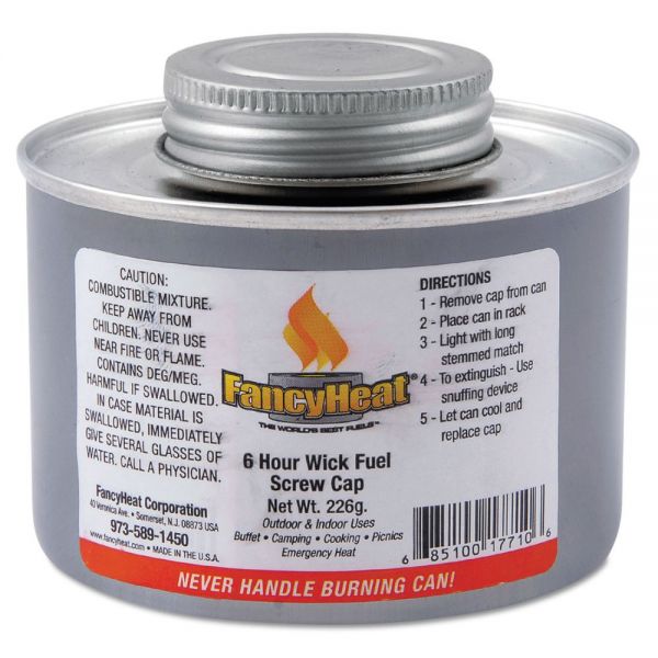 FHCF710 FancyHeat Chafing Fuel Can, Twist Cap Wick, 6 Hour Burn, 8 oz